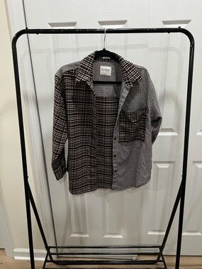 Abercrombie & Fitch Brown and Black Two-Tone Check Button-Down Shirt